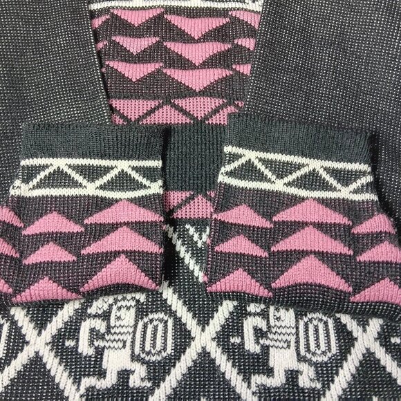 JC & Lewis Aztec Warrior M Sweater Women Black Pink Geometric Retro Vintage 80s - Picture 9 of 12
